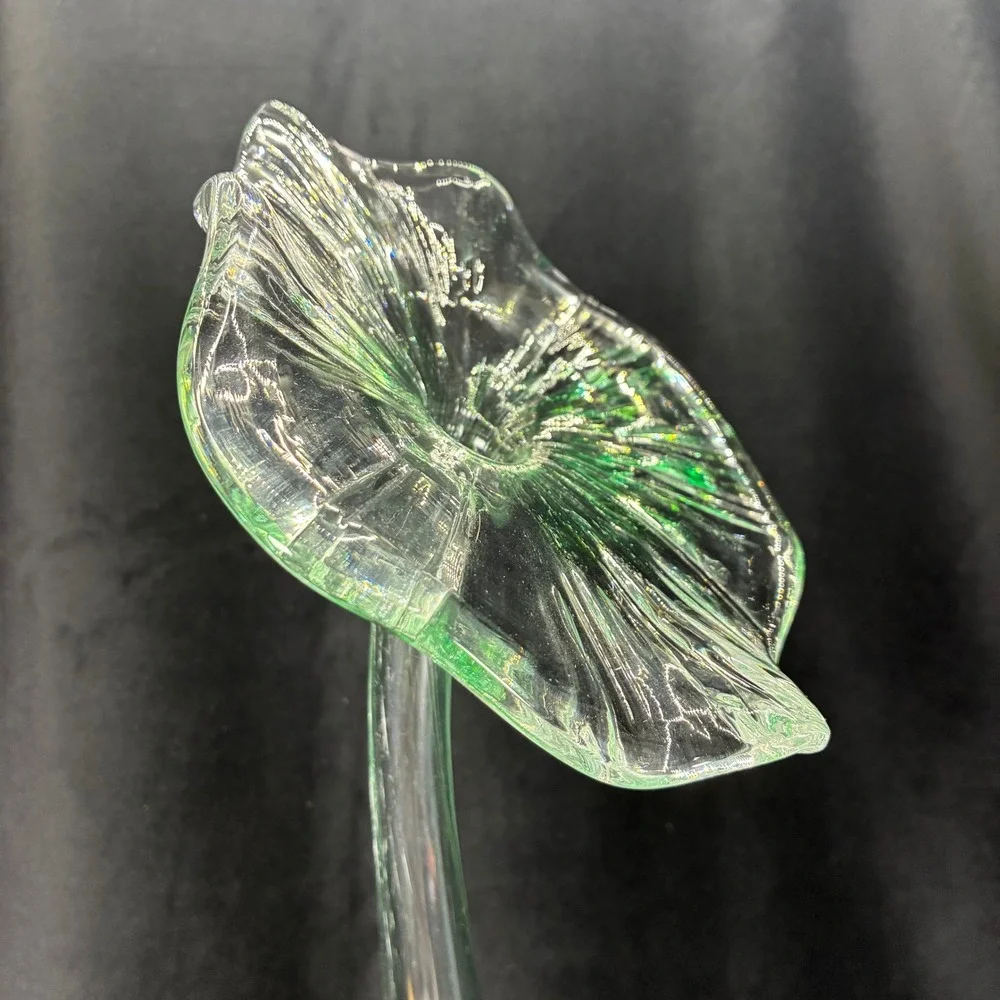 Jack in the Pulpit Vase Green Art Glass Mid Century Modern 16.5 inch